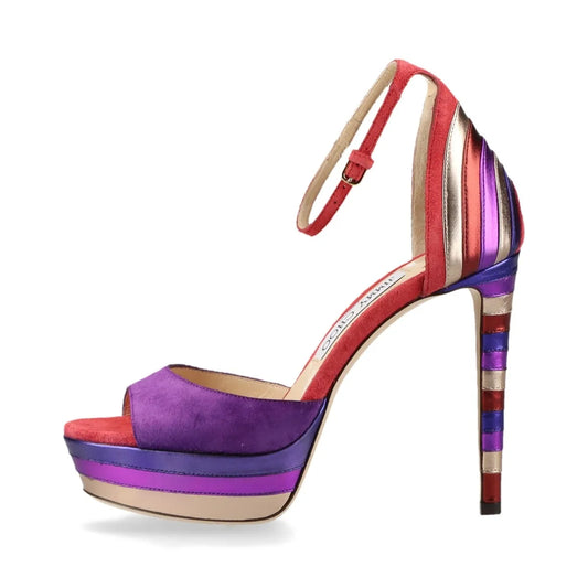 Jimmy Choo Suede Metallic Multicolor Strap Pumps