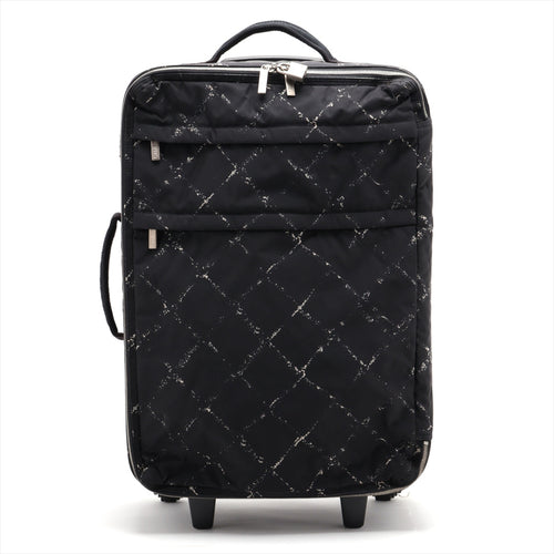 Chanel Vintage Matelasse Travel Line Nylon Suitcase Black