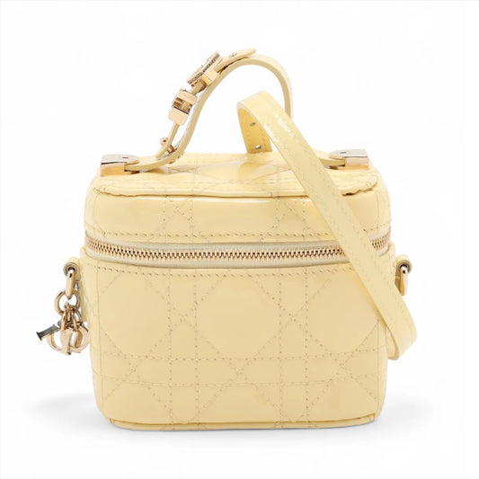 Christian Dior Micro Cannage Patent Leather Vanity Bag Yellow