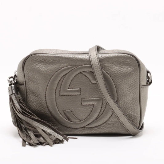 Gucci Metallic Soho Leather Camera Bag Silver