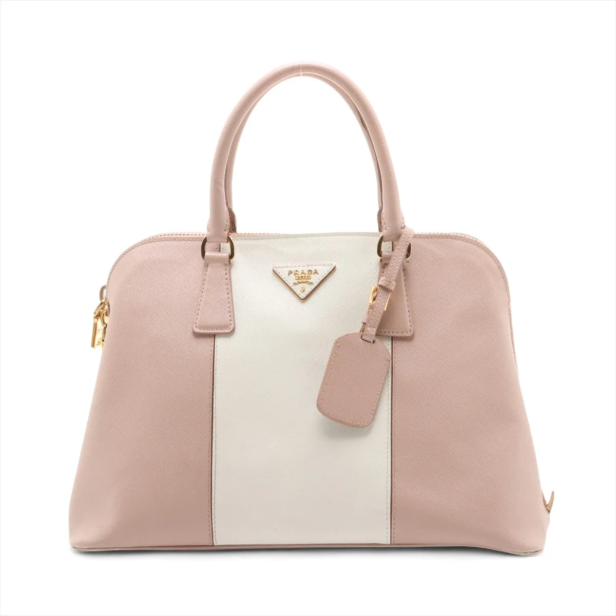 Prada Saffiano Lux Leather Two-tone Handbag Pink x White