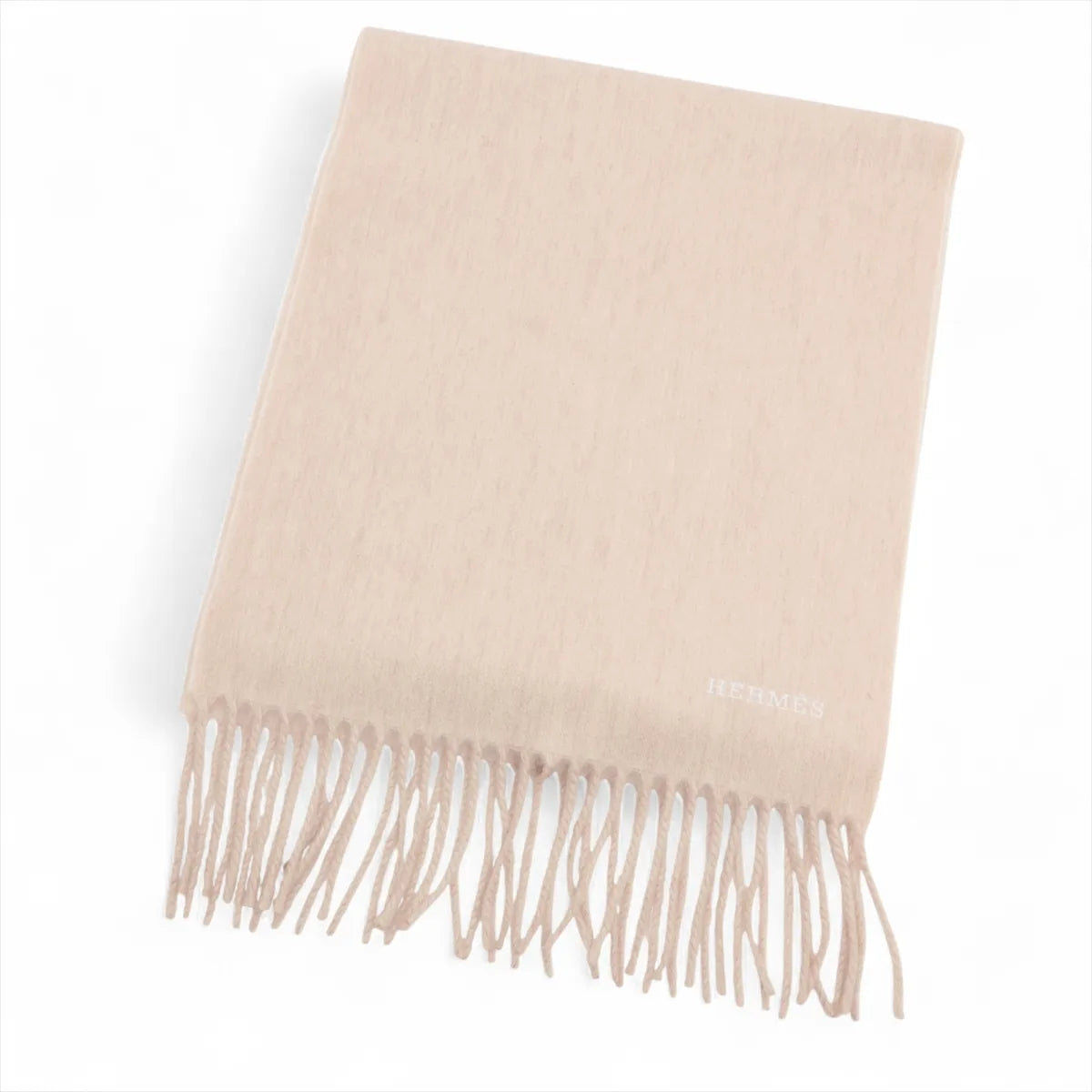 Hermes Logo Cashmere Scarf Beige