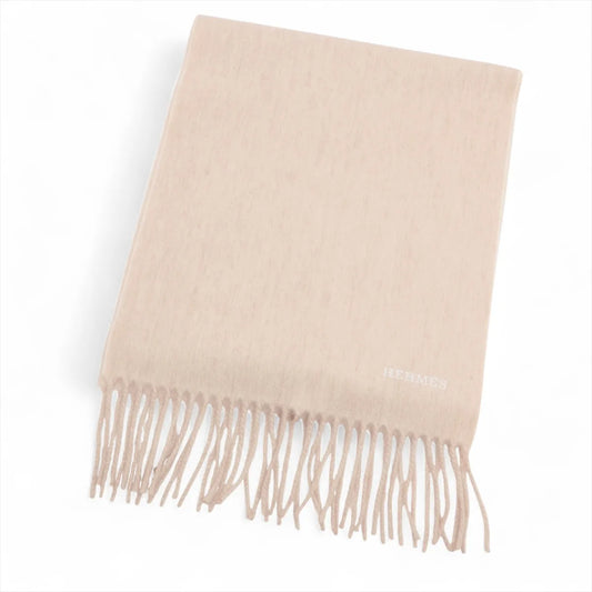 Hermes Logo Cashmere Scarf Beige — product photo 1