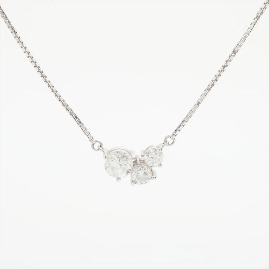 Diamond Three Round-cut Necklace Platinum