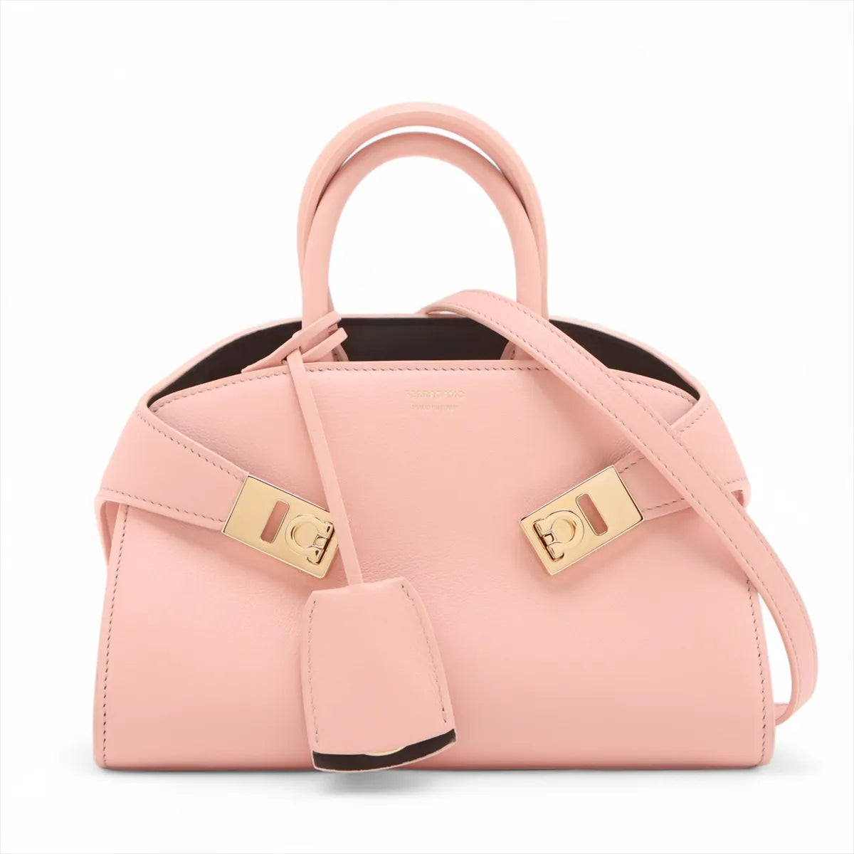 Ferragamo Hug Mini Leather Two-Way Handbag Nylund Pink