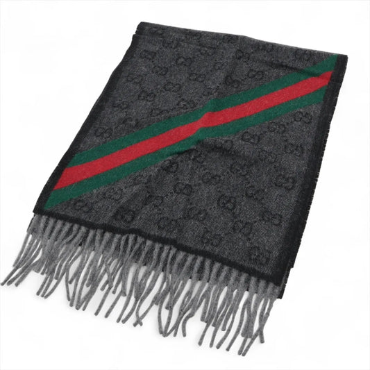 Gucci GG Logo Wool x Alpaca Scarf Gray