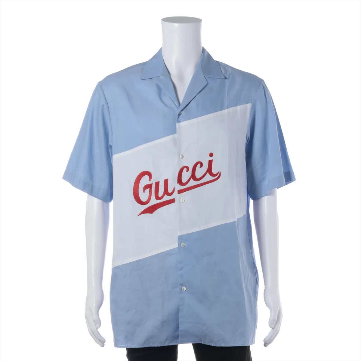 Gucci Cotton Polo Shirt Light Blue x White