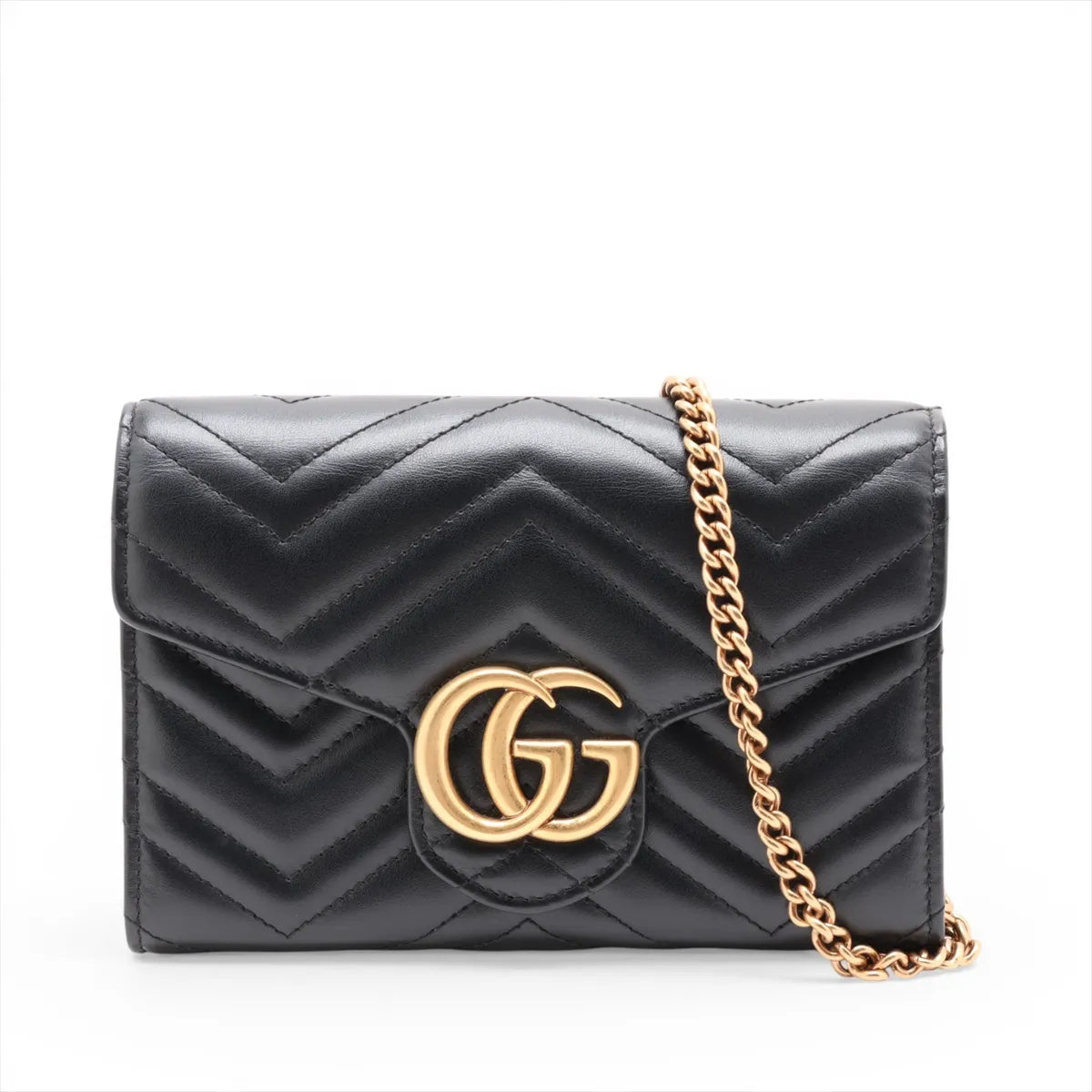 Gucci GG Marmont Leather Wallet on Chain Black