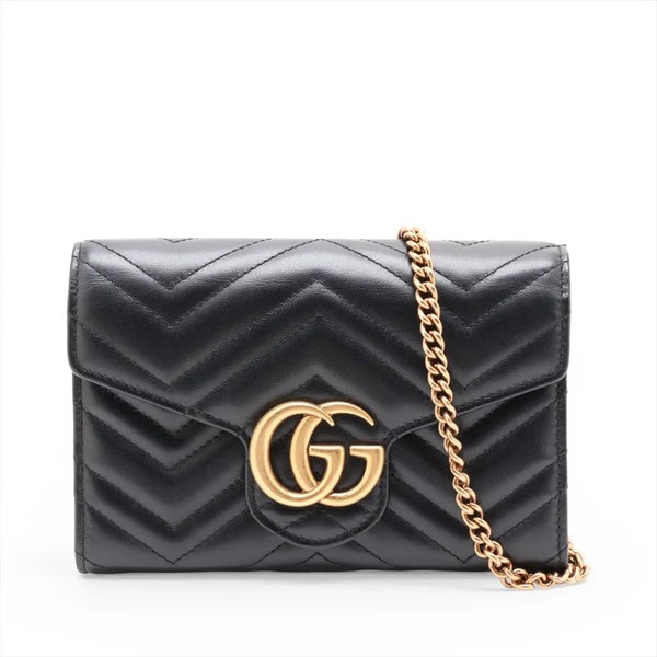 Gucci GG Marmont Leather Wallet on Chain Black