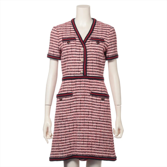Gucci Interlocking G Cotton Tweed Dress Red