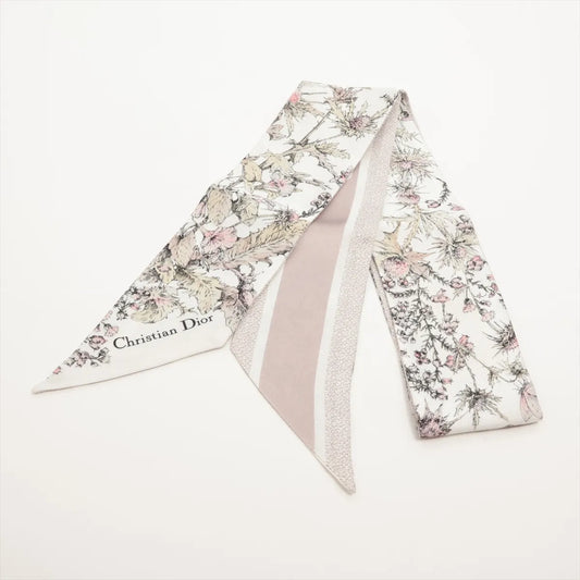 Dior Mitzah Floral Silk Scarf White x Pink