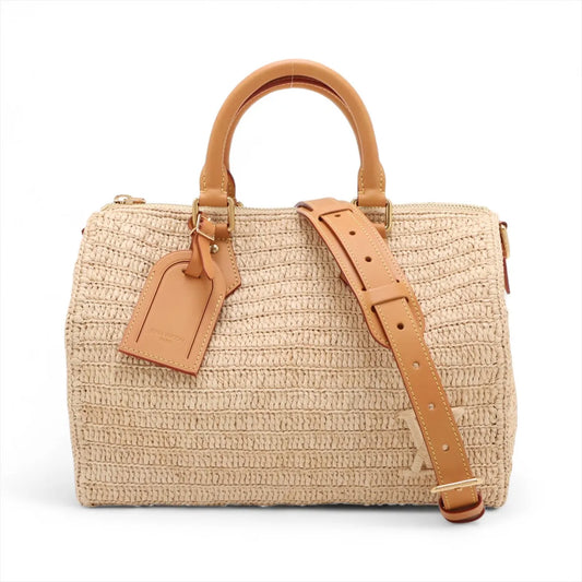 Louis Vuitton Raffia Speedy 30 Bandoulière Bag Beige