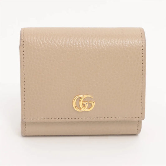 Gucci Double G Bicolor Medium Leather Compact Wallet Beige x Yellow