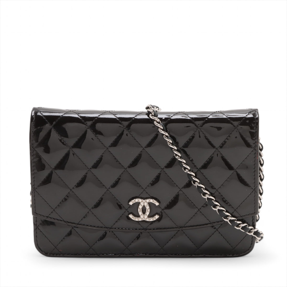 Chanel CC Logo Matelasse Patent Leather Chain Wallet Black * PREORDER *