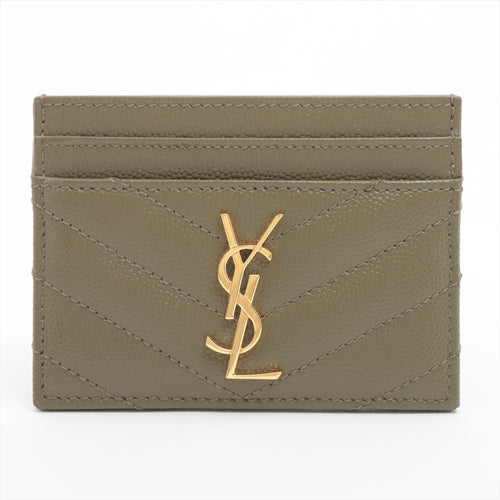 Saint Laurent Paris Leather Card Case Khaki