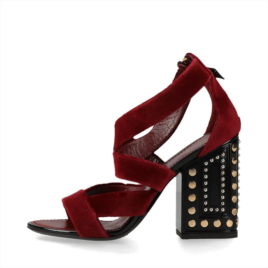 Louis Vuitton Velour Leather Sandals Bordeaux x Black