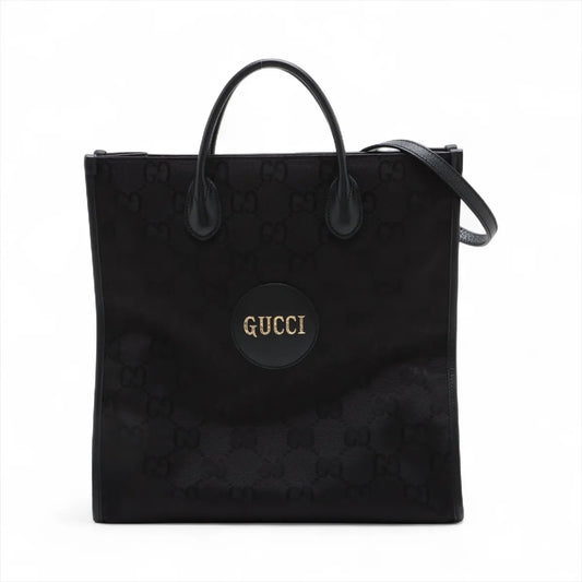 Gucci Off the Grid GG Nylon Leather Two-Way Tote Bag Black