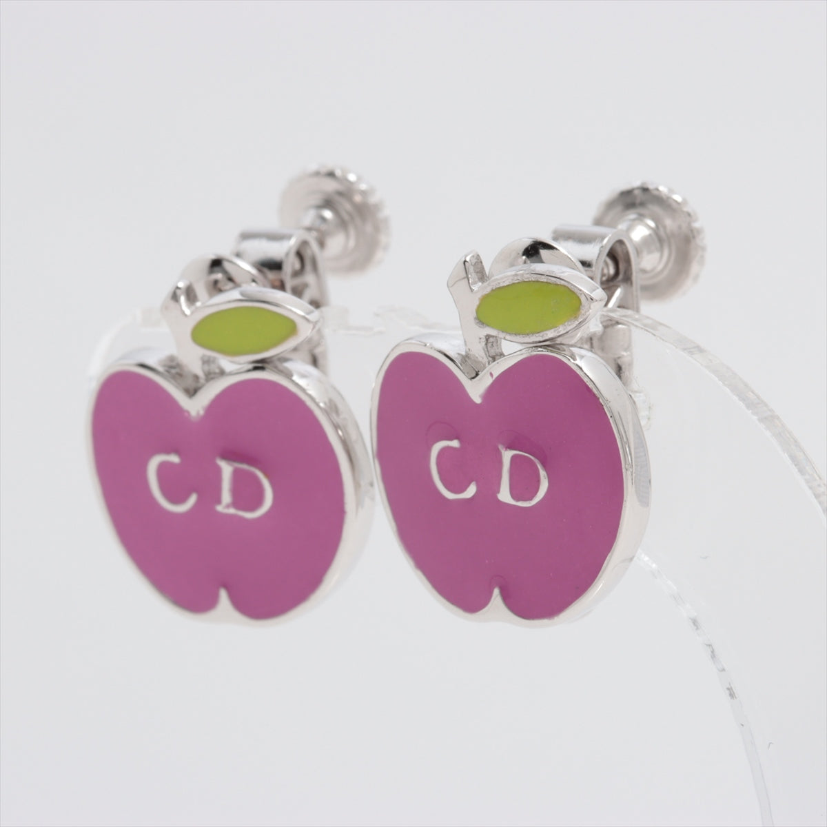 Christian Dior Pink Apple CD Logo Clip-On Earrings