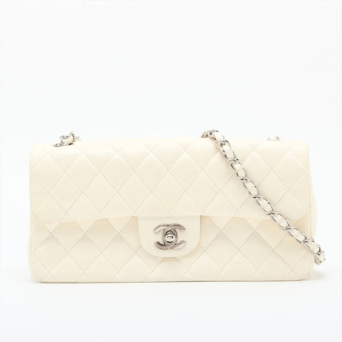 Chanel Matelasse Lambskin Single Flap Single Chain Bag White