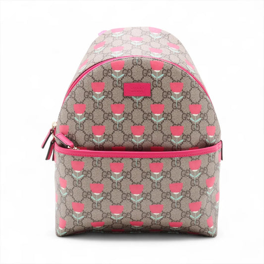 Gucci GG Supreme Floral Mini Backpack Beige x Pink