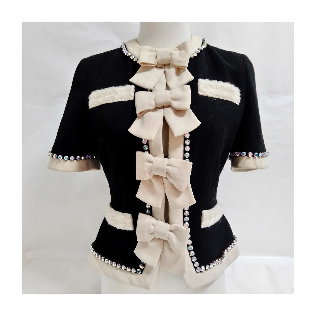 Gucci Ribbon Rhinestone Wool Jackets