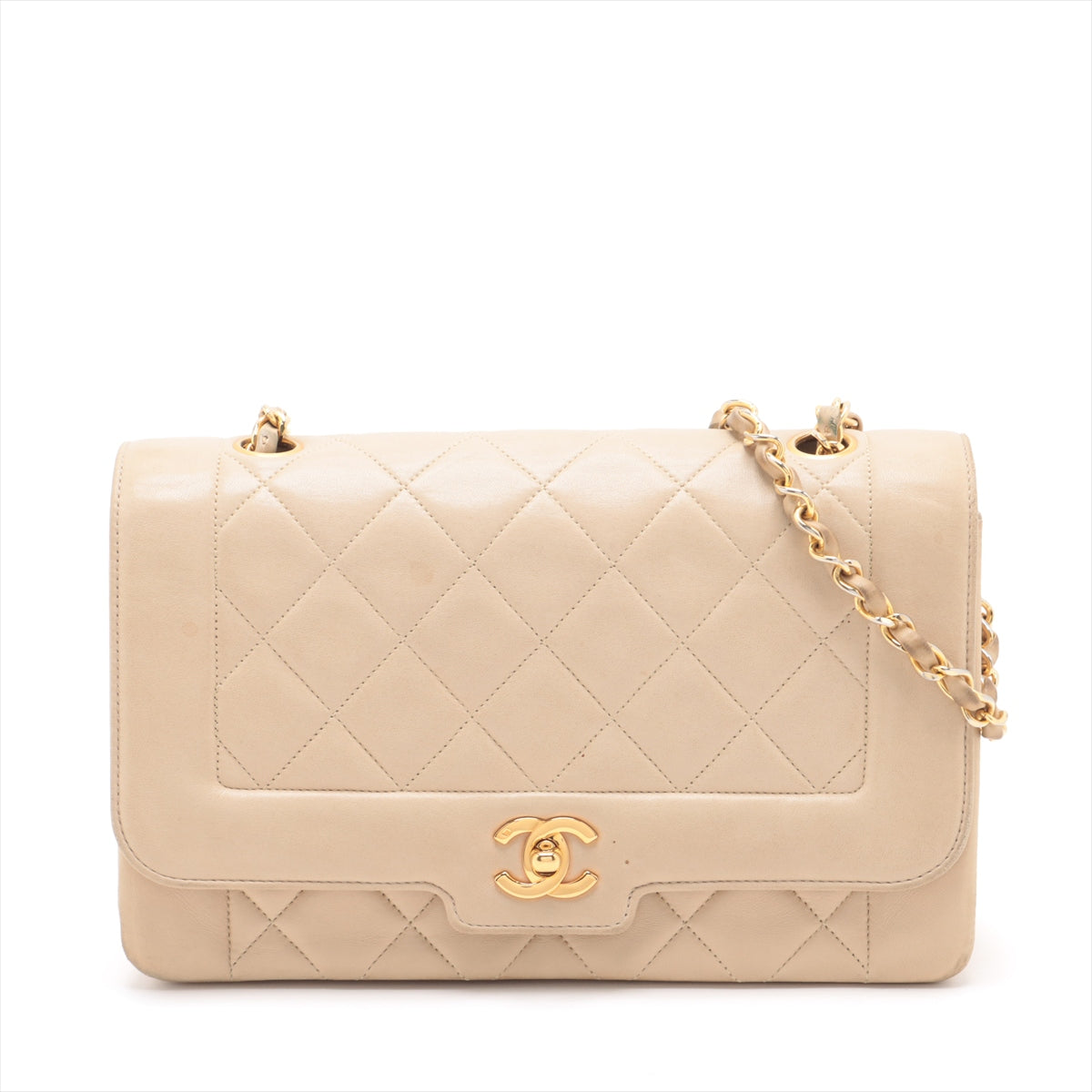 Chanel Matelasse Lambskin Single Flap Single Chain Bag Beige