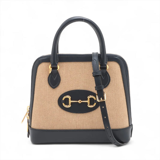 Gucci Horsebit 1955 Two-Way Handbag Navy Blue x Beige * PREORDER *