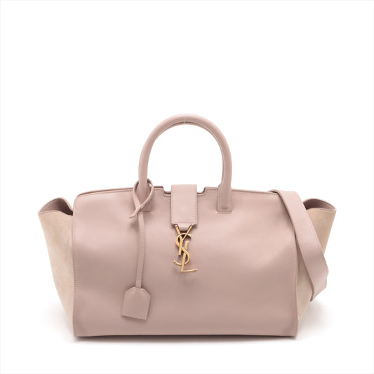 Saint Laurent Paris Downtown Cabas Suede and Leather Two-Way Handbag Pink