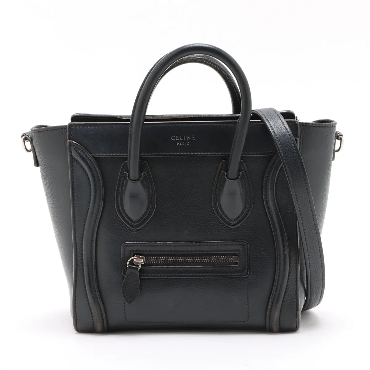 Celine Luggage Nano Shopper Leather Two-Way Handbag Black