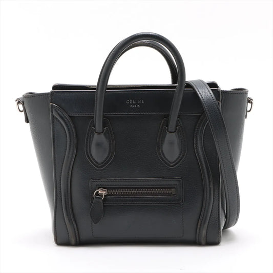 Celine Luggage Nano Shopper Leather Two-Way Handbag Black