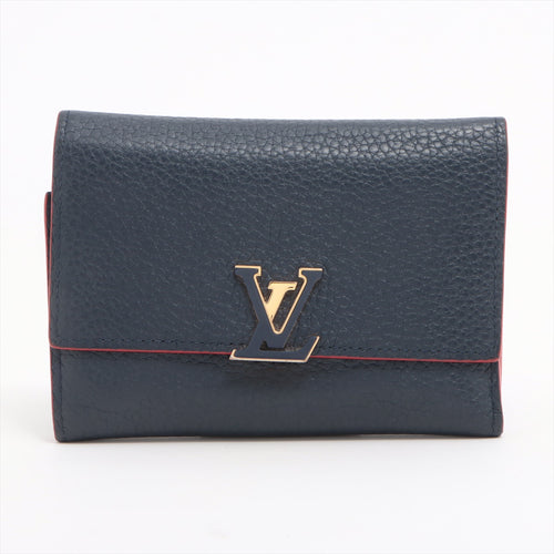 Louis Vuitton Taurillon Capucine Compact Wallet Marine Rouge