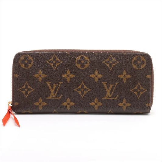Louis Vuitton Monogram Clemence Wallet Brown x Orange