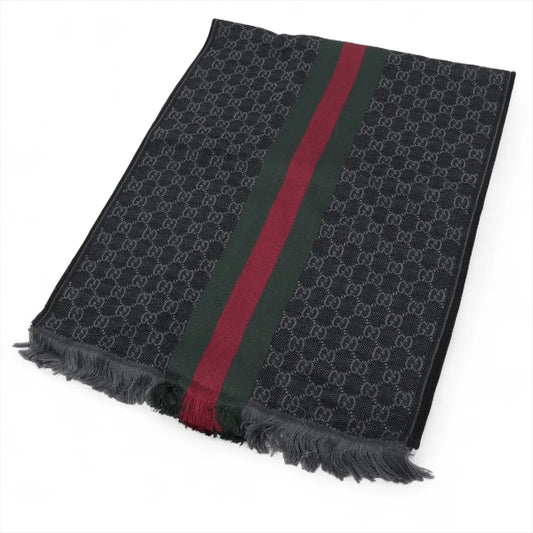 Gucci GG Logo Wool & Silk Scarf Gray
