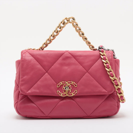 Chanel 19 Matelasse Lambskin Chain Shoulder Bag Hot Pink