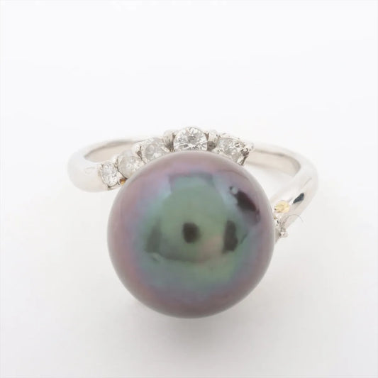 Black-Purple Pearl Diamond Platinum Ring * PREORDER *