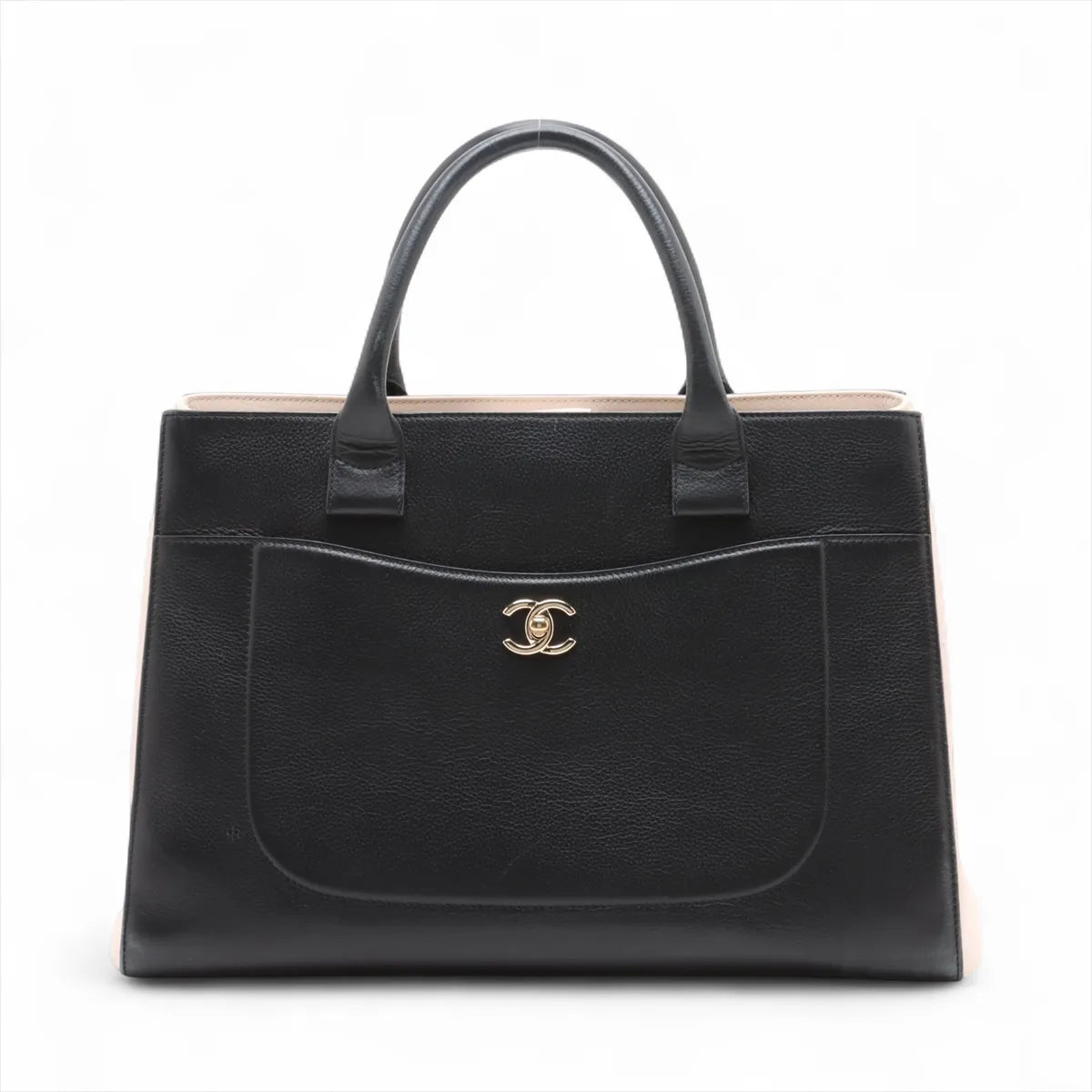 Chanel CC Logo Neo Executive Leather Handbag Black x Ivory