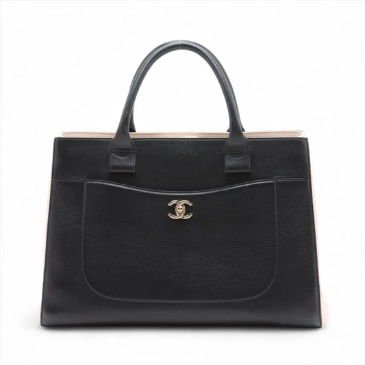 Chanel CC Logo Neo Executive Leather Handbag Black x Ivory
