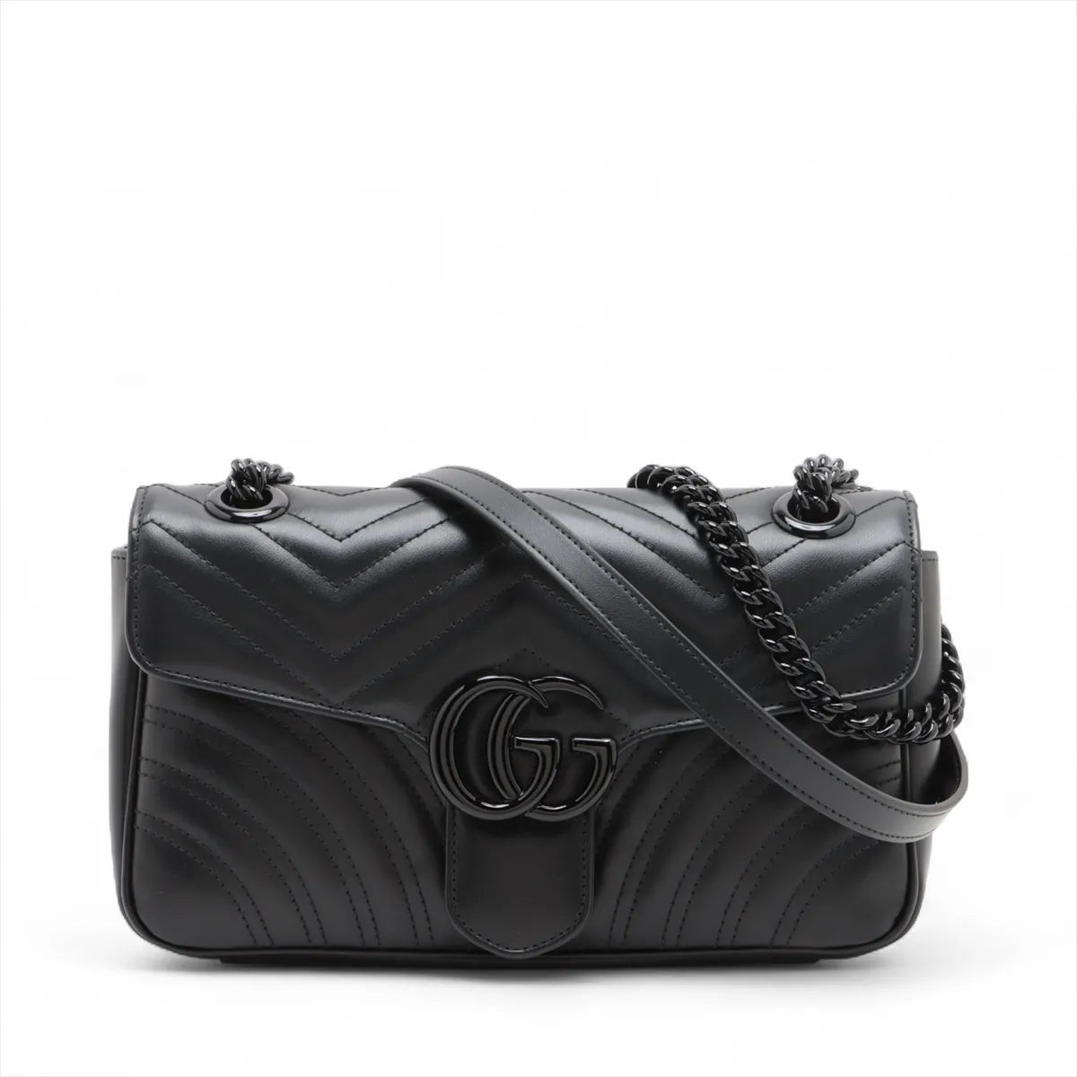Gucci GG Marmont Leather Chain Shoulder Bag Black