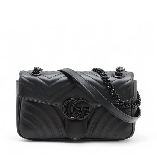 Gucci GG Marmont Leather Chain Shoulder Bag Black