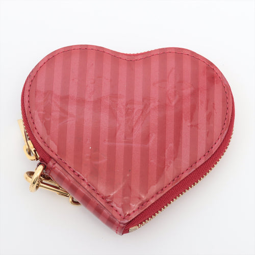 Best Louis Vuitton Monogram Vernis Heart Stripe Coin Case Red
