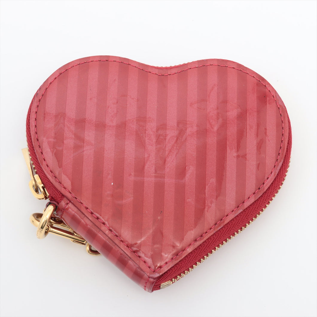 Best Louis Vuitton Monogram Vernis Heart Stripe Coin Case Red