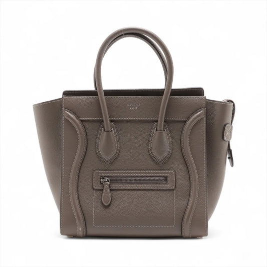 Best Celine Luggage Micro Leather Shopper Handbag Greige