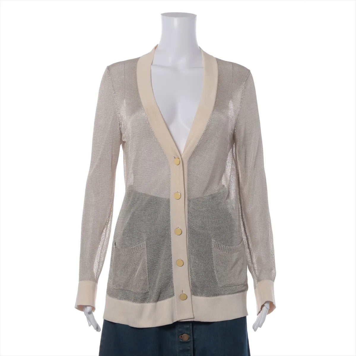 Hermes Rayon Nylon Cardigan Beige