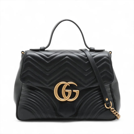 Gucci GG Marmont Leather Two-Way Handbag Black