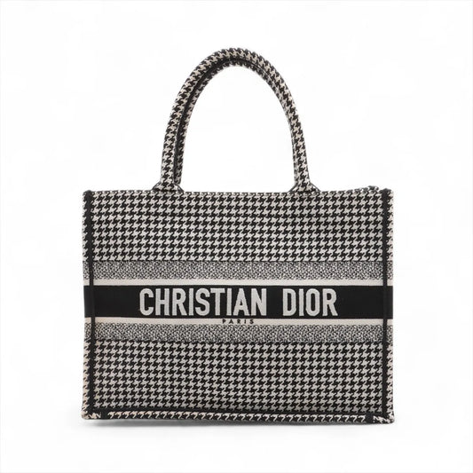 Christian Dior Houndstooth Canvas Book Tote Bag Black x White