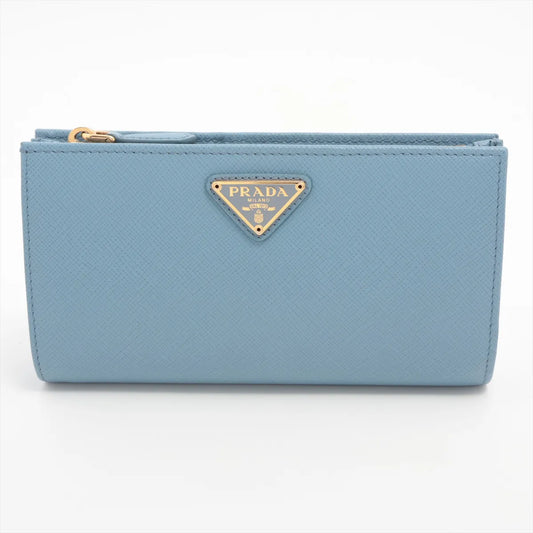 Prada Saffiano Leather Long Wallet Blue