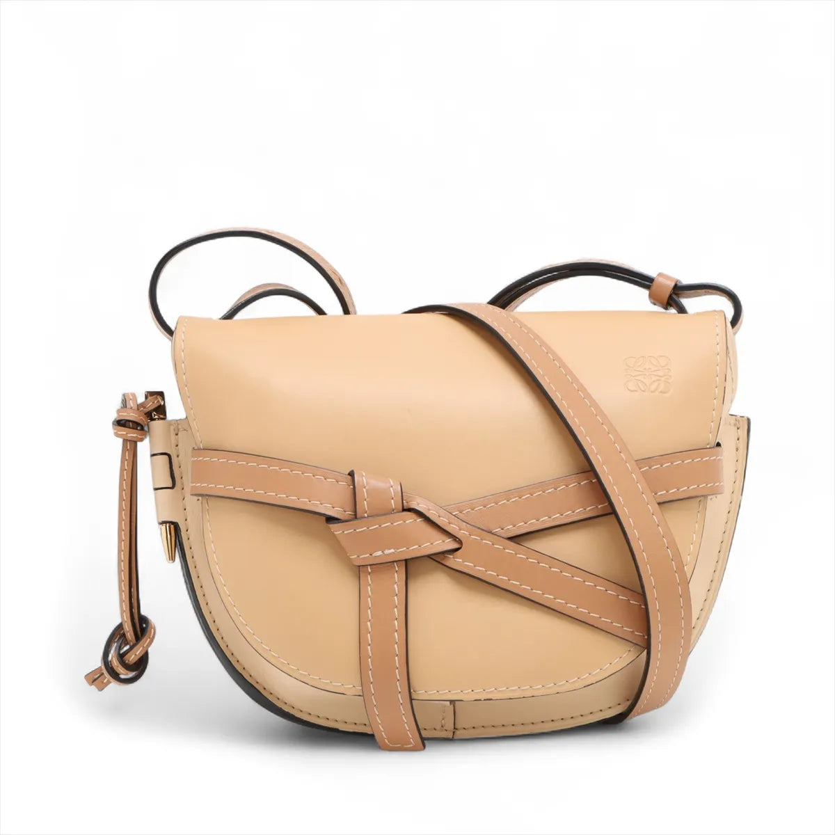 Loewe Gate Small Leather Shoulder Bag Beige
