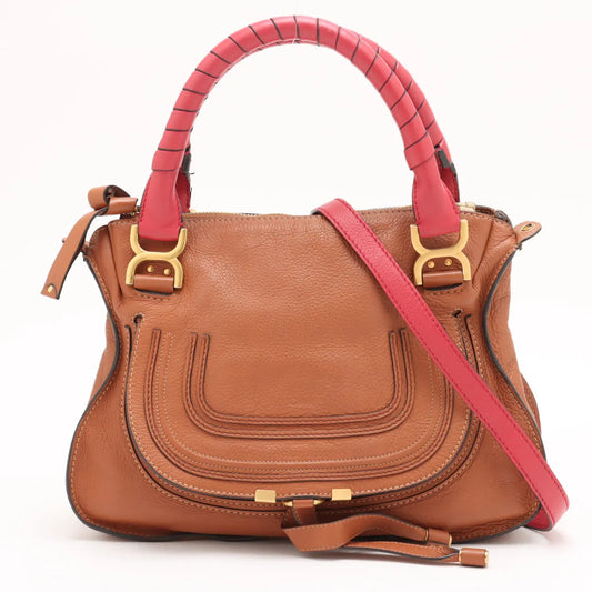 Chloe Mercy Leather Two-Way Handbag Brown x Pink