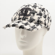 Load image into Gallery viewer, Chanel CC Logo Tweed  Cap White x Black