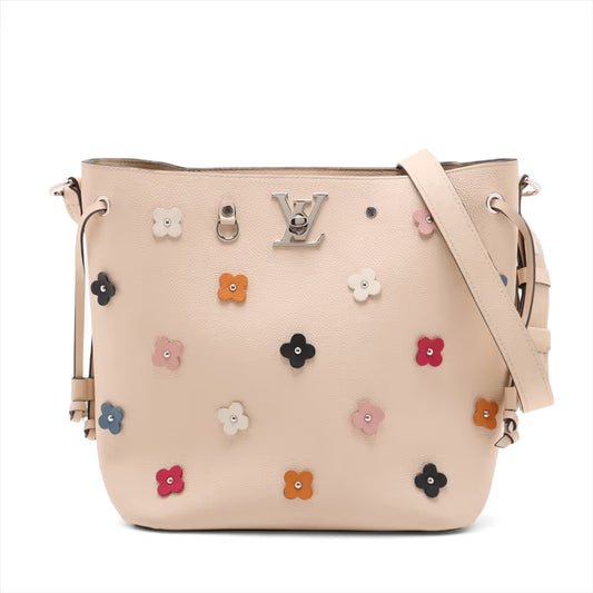 Louis Vuitton Lock Me Flower Bucket Shoulder Bag Beige
